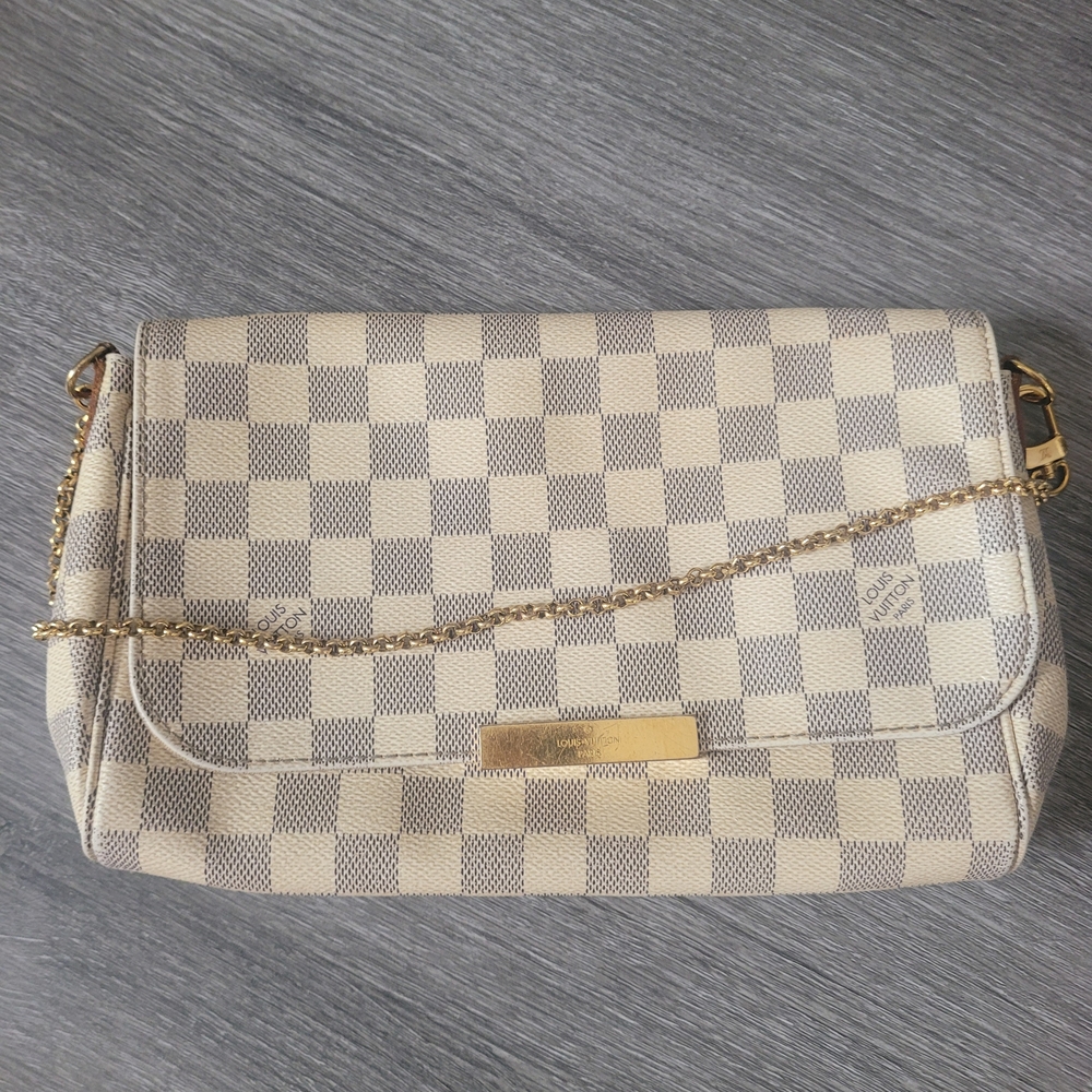 Checkered Beige and Gray Shoulder Bag